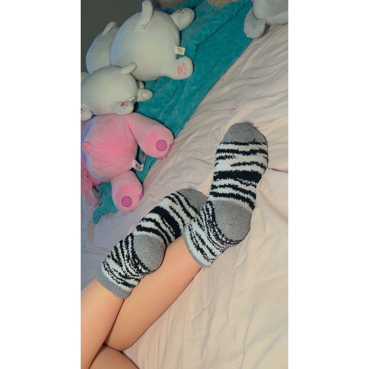 Fuzzy Zebra Socks