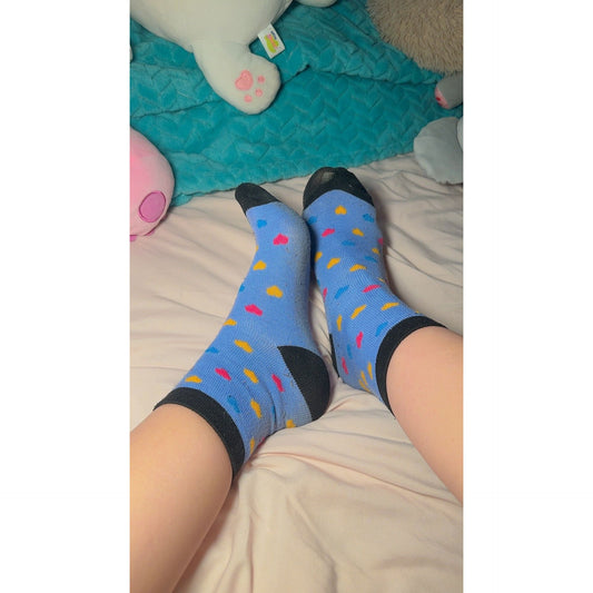 Blue Candy Hearts Socks